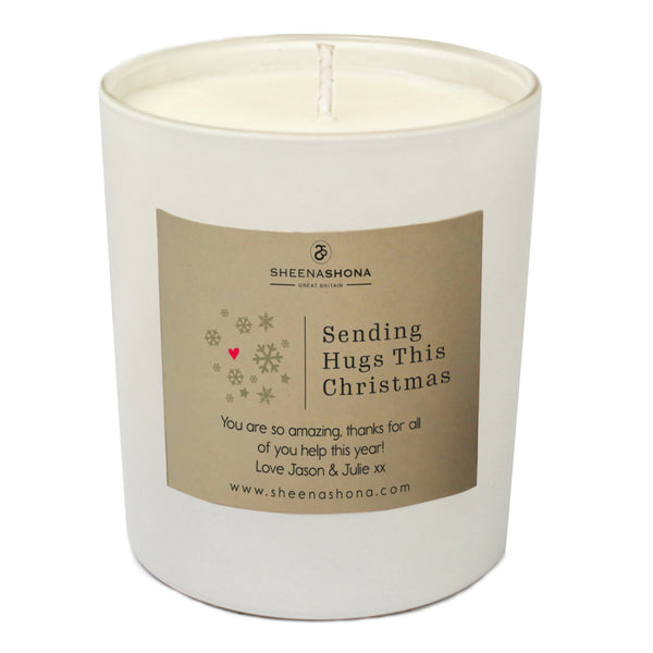Sending Hugs This Christmas Personalised Luxury Soya Wax Candle
