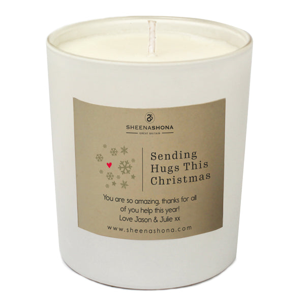 Personalised 'Sending Hugs This Christmas' Luxury Soya Wax Candle