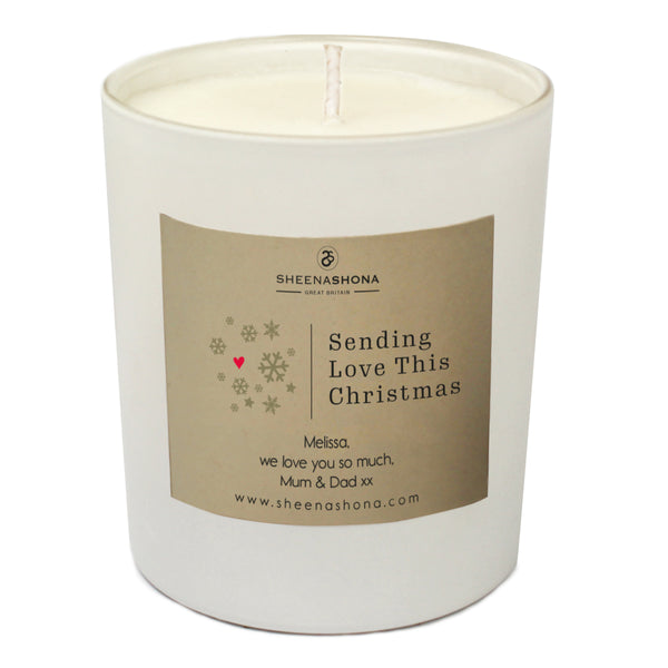Personalised 'Sending Love This Christmas' Luxury Soya Wax Candle