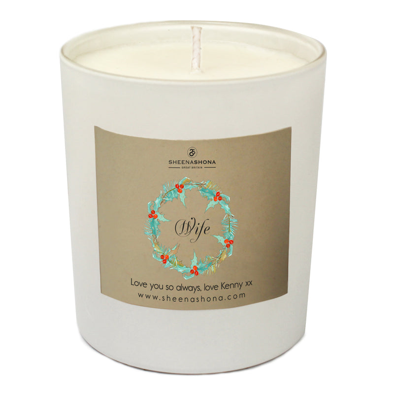 Wife Christmas Personalised Luxury Soya Wax Candle