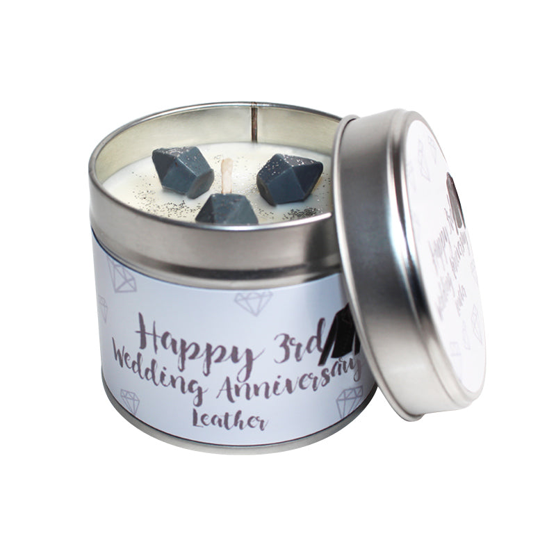 3rd Year Leather Wedding Anniversary Candle Tin