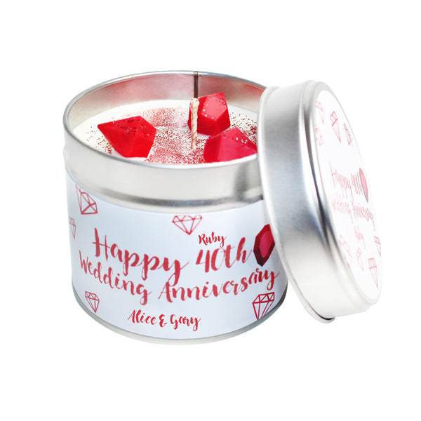 40th Ruby Wedding Anniversary Candle Tin