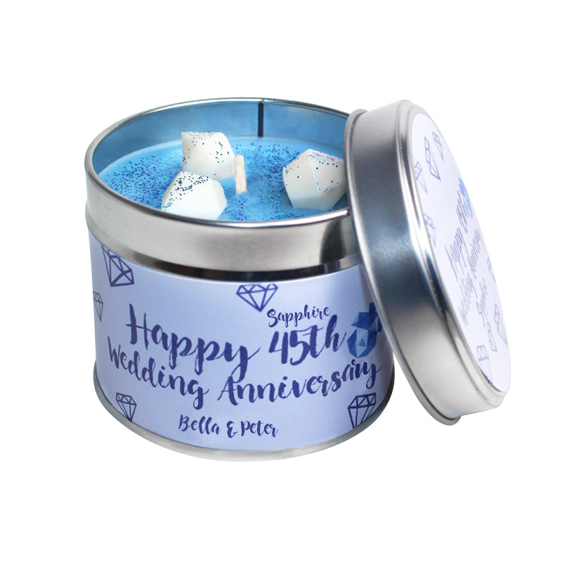 45th Sapphire Wedding Anniversary Candle Tin