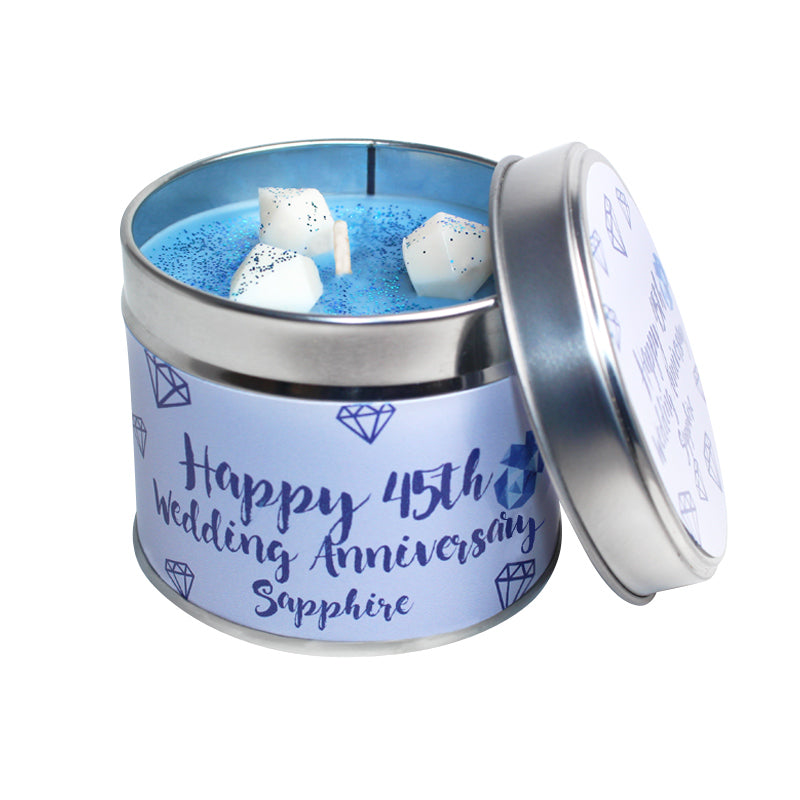 45th Sapphire Wedding Anniversary Candle Tin