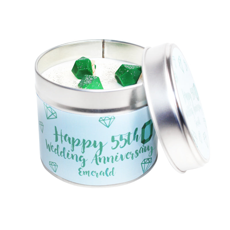 55th Emerald Wedding Anniversary Candle Tin