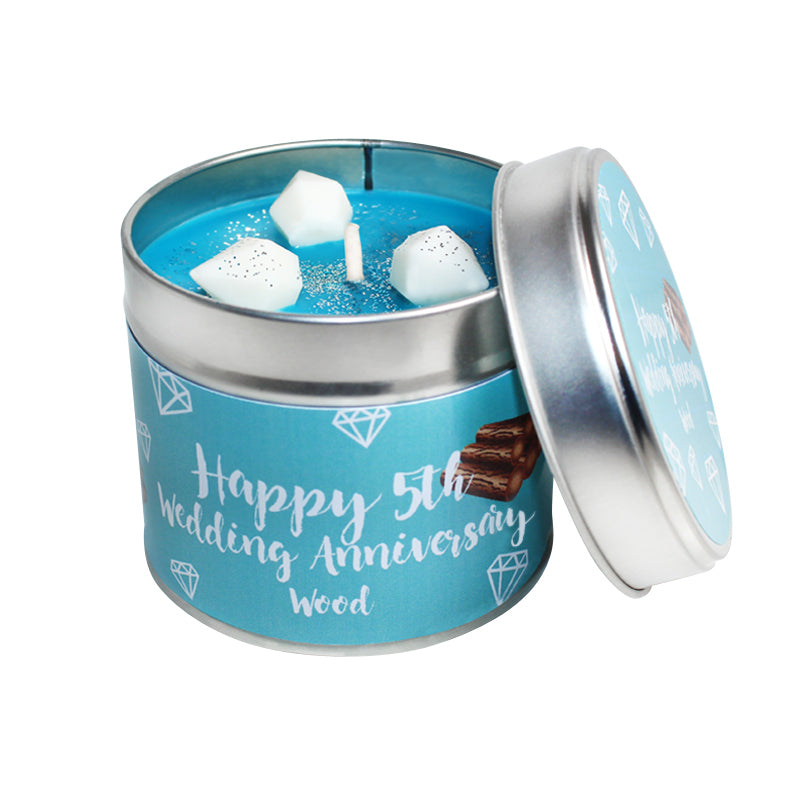 5th Year Wood Wedding Anniversary Candle Tin