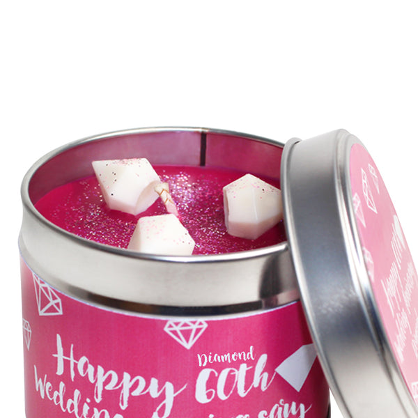 60th Diamond Wedding Anniversary Candle Tin