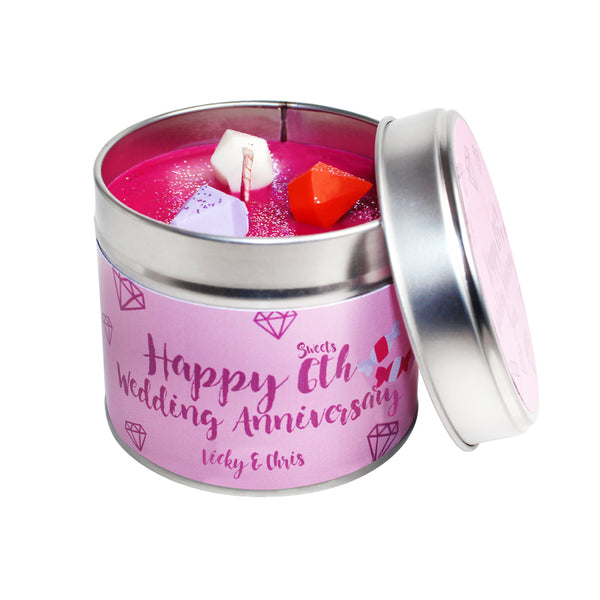 6th Year Sweets Wedding Anniversary Candle Tin