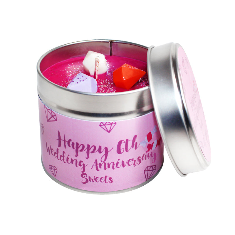 6th Year Sweets Wedding Anniversary Candle Tin