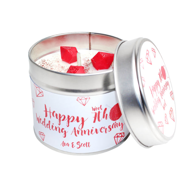 7th Year Wool Wedding Anniversary Candle Tin