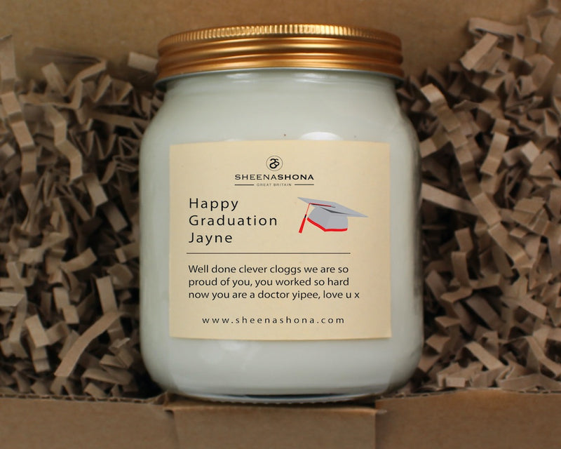 Happy Graduation Personalised Soya Wax Large Honey Jar Candle