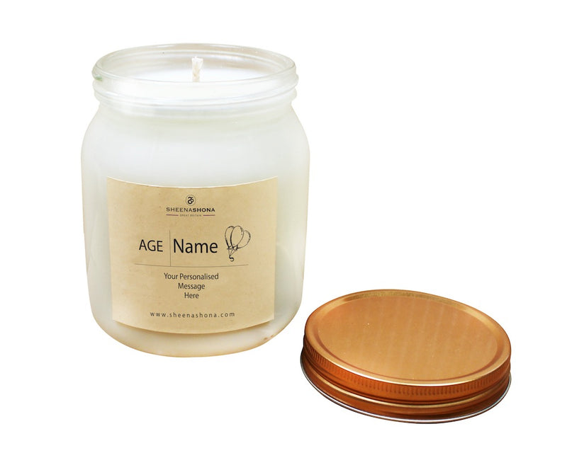 Any Age Happy Birthday Personalised Soya Wax Large Honey Jar Candle