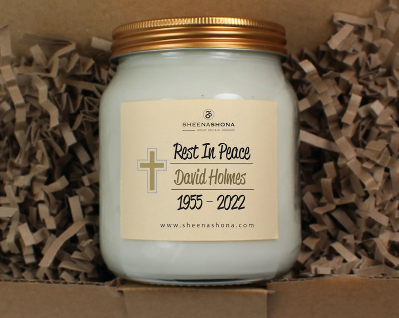 Rest In Peace Personalised Soya Wax Large Honey Jar Candle