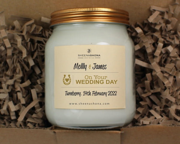 Wedding Date,Name & Location Soya Wax Large Honey Jar Candle
