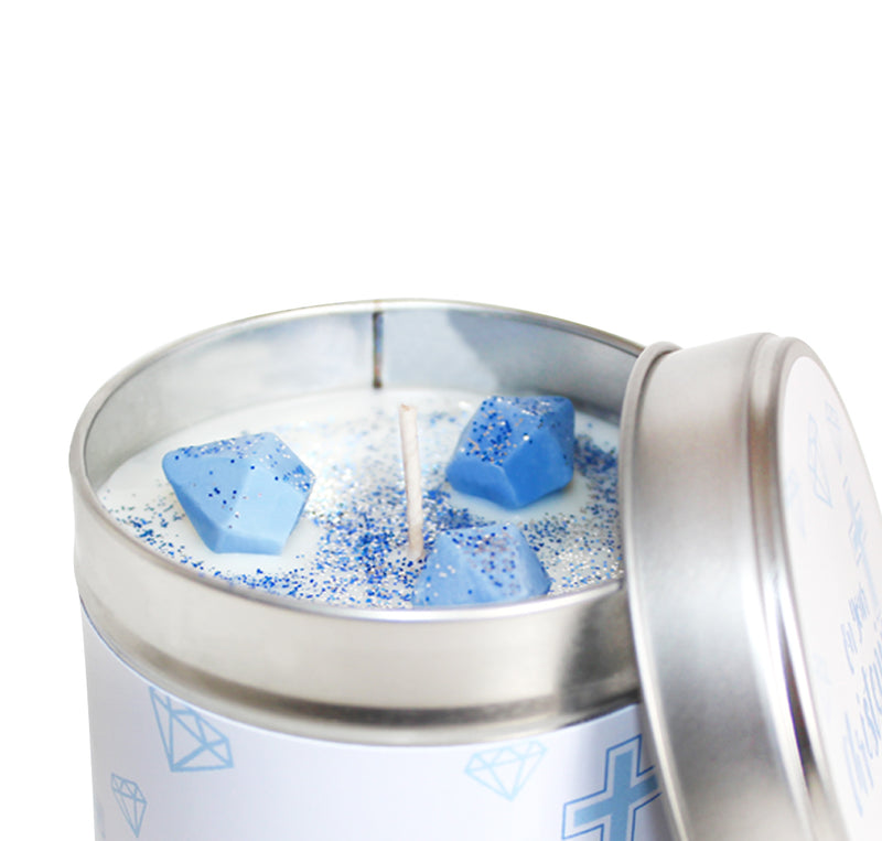On Your Christening Soya Wax Candle Tin (Blue)