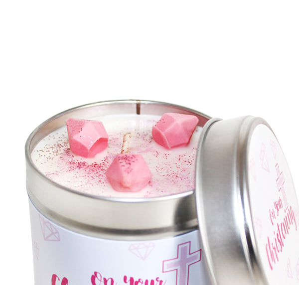 On Your Christening Soya Wax Candle Tin (Pink)