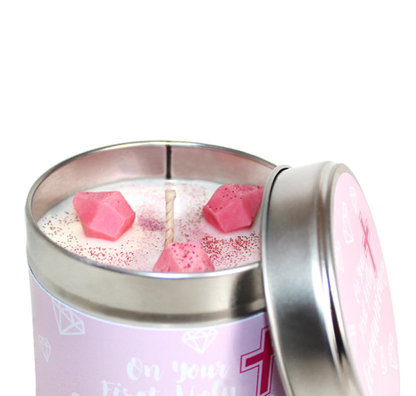 First Holy Communion Soya Wax Candle Tin (Pink)