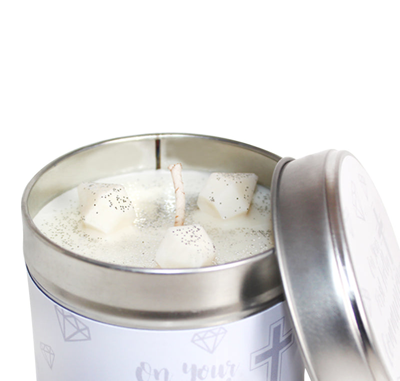 First Holy Communion Soya Wax Candle Tin (Silver)