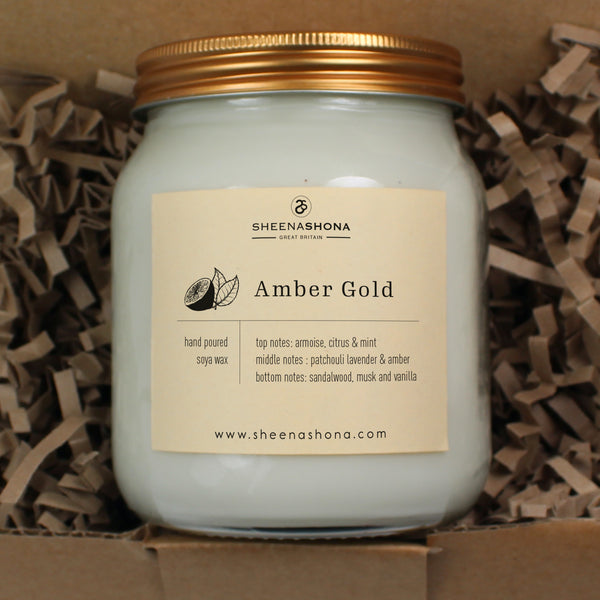 Amber Gold Scented Soya Wax Honey Jar Candle