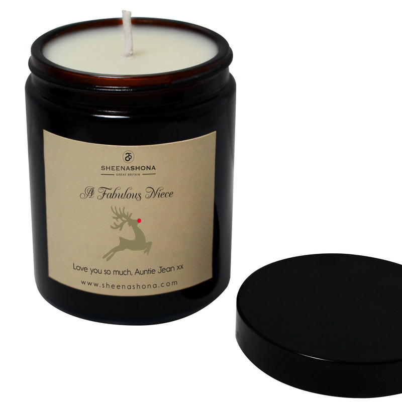 Niece Christmas Personalised Soya Wax Amber Jar Candle