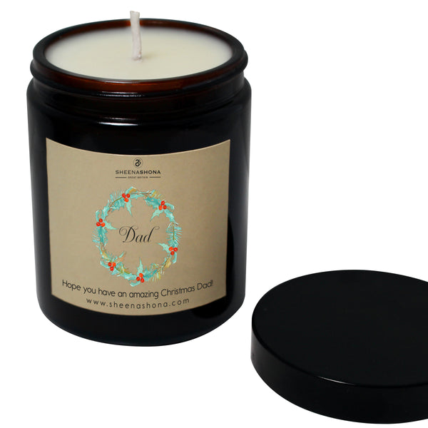 Dad Christmas Personalised Soya Wax Amber Jar Candle