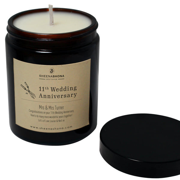 11th Year Steel Wedding Anniversary Amber Jar Candle