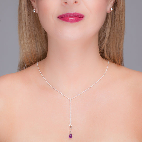 Amethyst & Sterling Silver Lariat Necklace