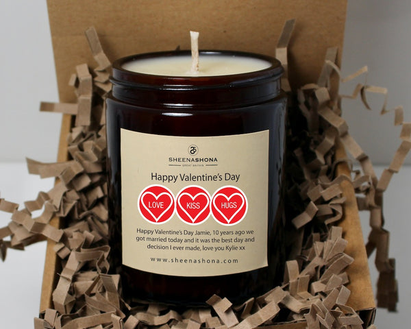 'Happy Valentine's Day' Personalised Soya Wax Amber Jar Candle