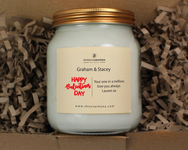 Couples Happy Valentine's Day Personalised Soya Wax Honey Jar Candle