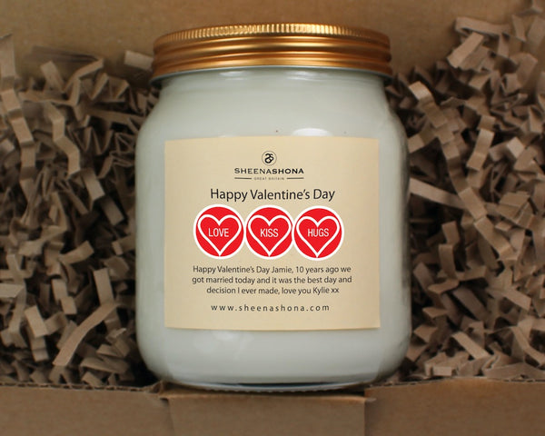 Happy Valentine's Day Personalised Soya Wax Large Honey Jar Candle