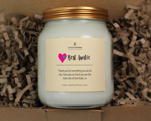 'Best Auntie' Personalised Soya Wax Honey Jar Candle