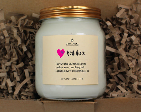 Niece Personalised Large Soya Wax Honey Jar Candle