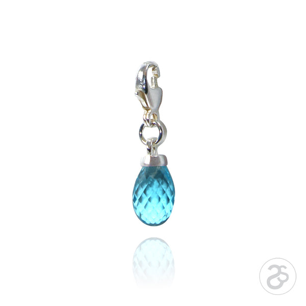 Blue Topaz Gemstone & Sterling Silver Charm