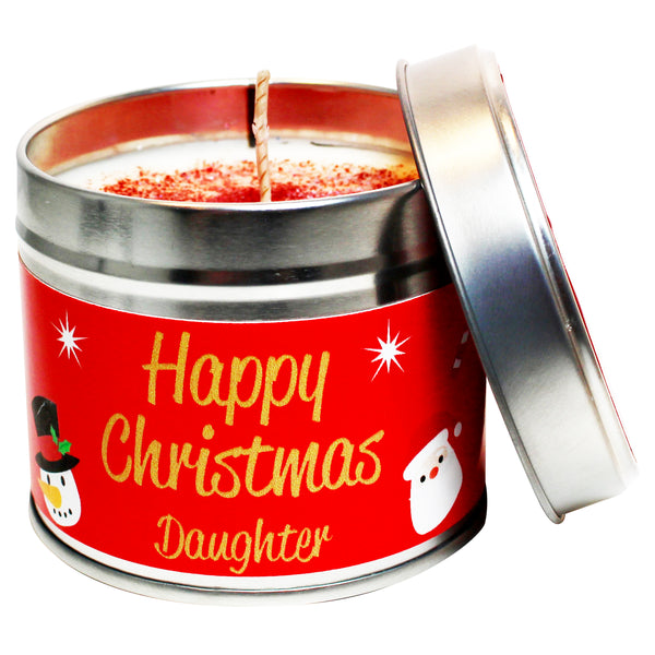 Personalised Happy Christmas Daughter Soya Wax Candle Tin