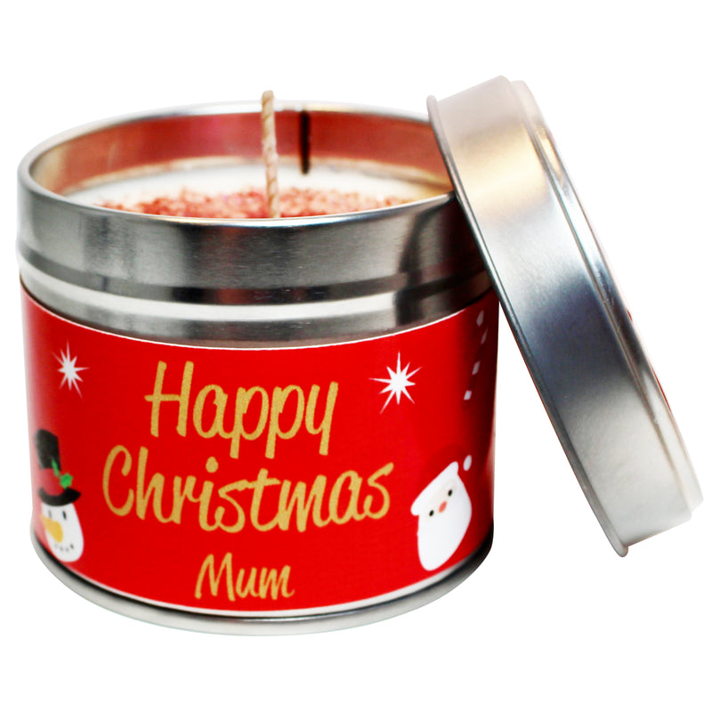 Personalised Happy Christmas Mum Soya Wax Candle Tin