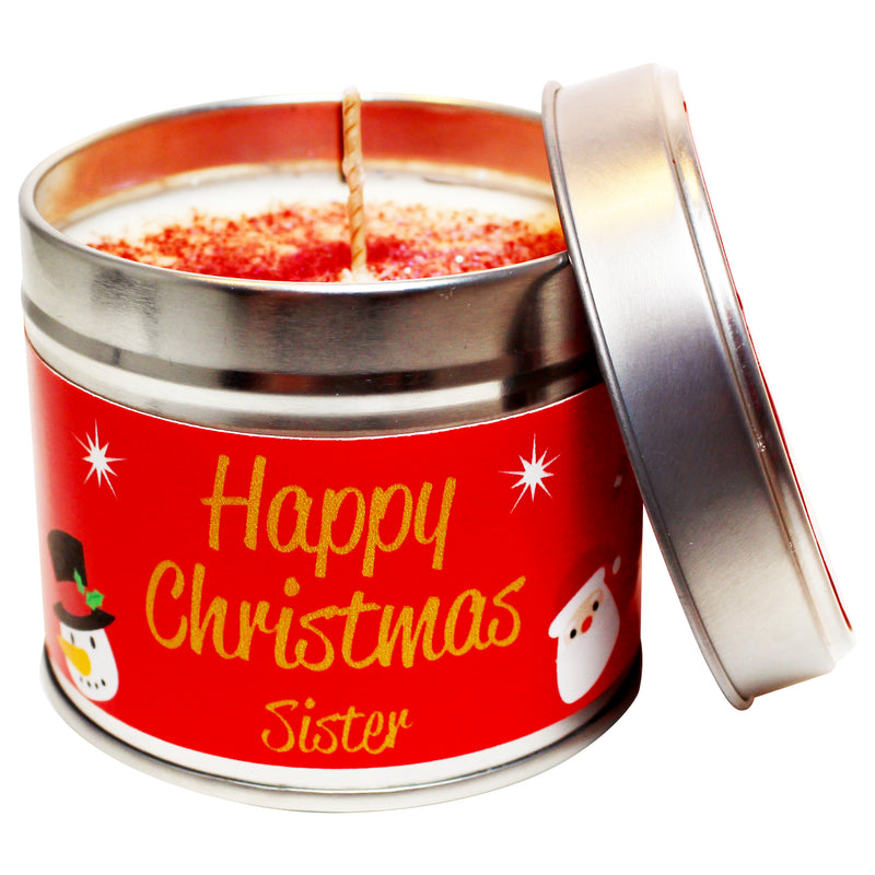 Personalised Happy Christmas Sister Soya Wax Candle Tin