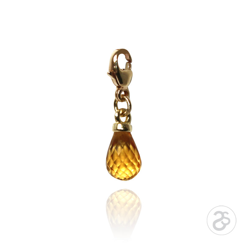 Rose Quartz Gemstone & Yellow Gold Charm