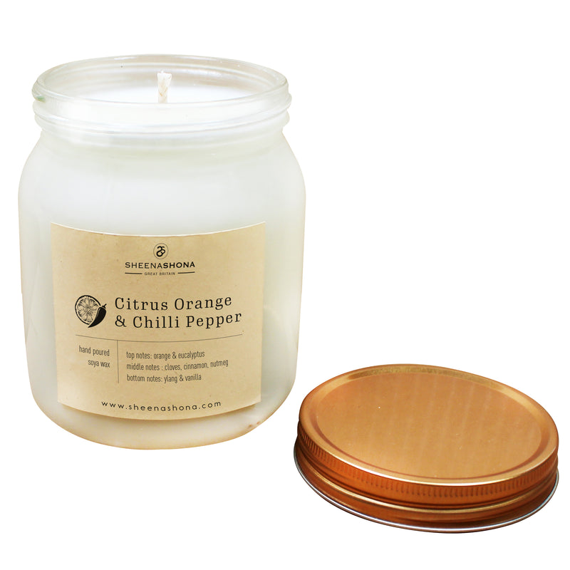 Citrus Orange & Chilli Pepper Scented Soya Wax Honey Jar Candle