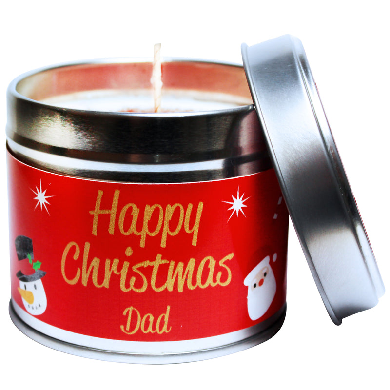 Dad Personalised Happy Christmas Soya Wax Candle Tin