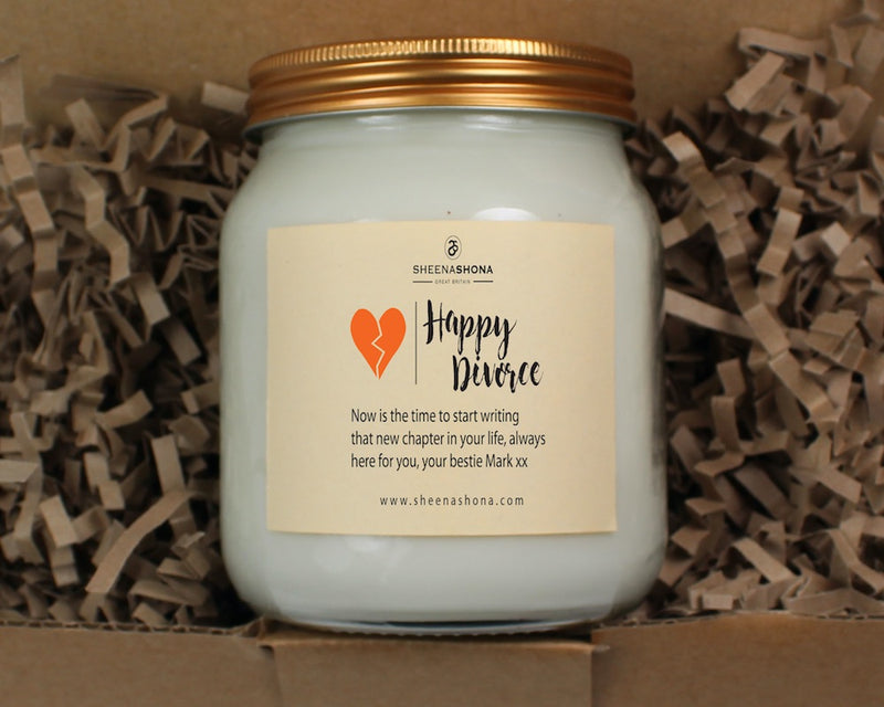 'Happy Divorce Personalised Large Soya Wax Honey Jar Candle