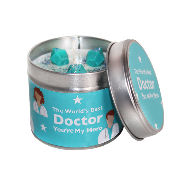 The Worlds Best Doctor, You're My Hero Soya Wax Candle Tin