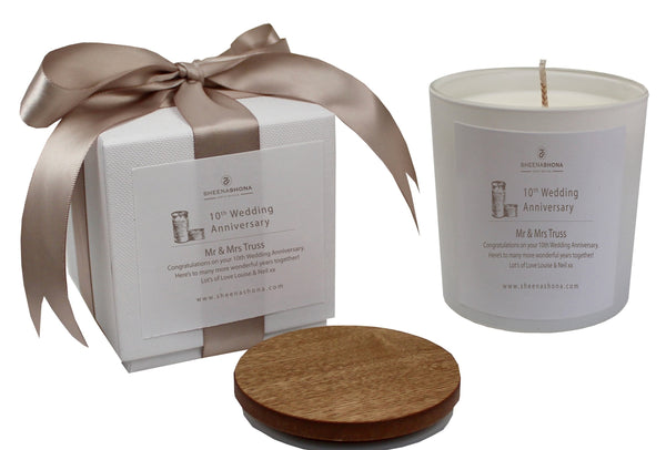 10th Year Tin Wedding Anniversary Luxury Candle