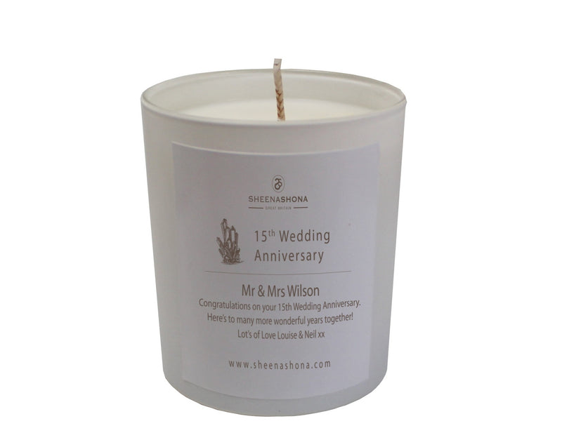 15th Year Crystal Wedding Anniversary Luxury Candle