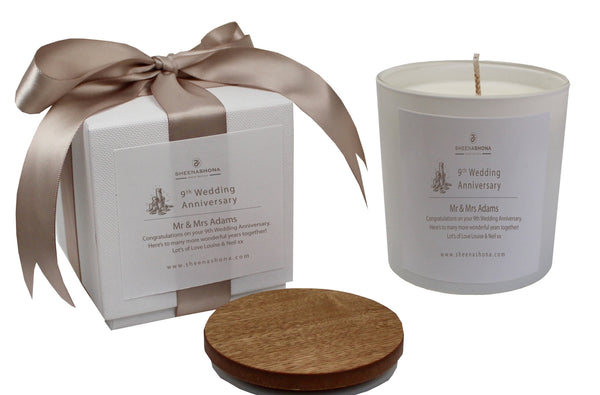 9th Year Copper Wedding Anniversary Luxury Candle