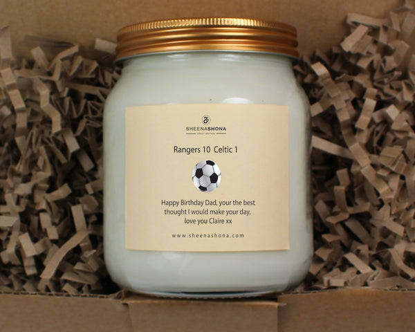 Football Personalised Soya Wax Honey Jar Candle