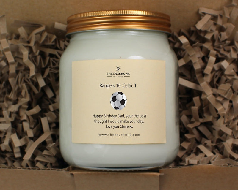 Football Personalised Soya Wax Large Honey Jar Candle