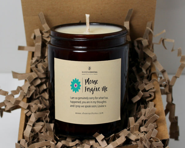 Please Forgive Me Personalised Soya Wax Amber Jar Candle