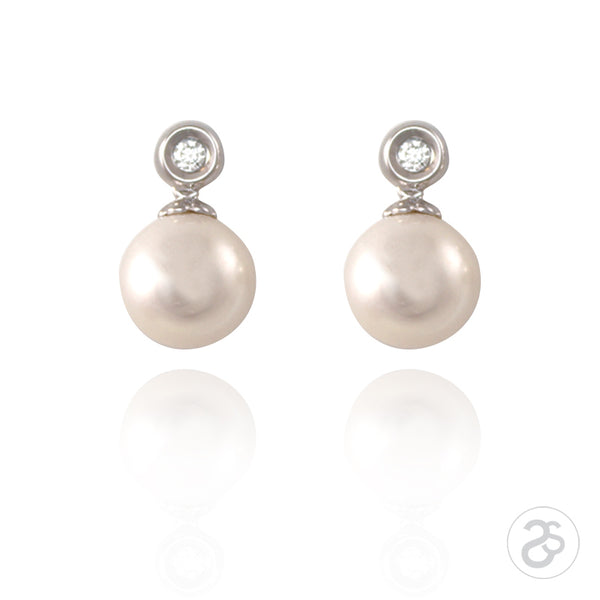 Large Freshwater Pearl & Diamond Earrings