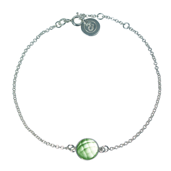 Green Amethyst Bezel Gemstone & Sterling Silver Bracelet