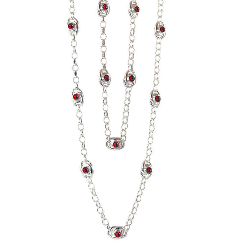 Garnet & Sterling Silver Necklace